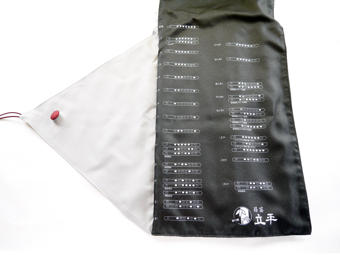 "Yubihakobi" (Fingering chart) Original roll-up style shinobue bag holds up to 6 shinobue